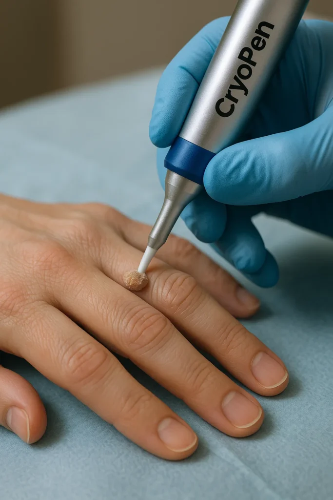 example of cryopen wart removal East Sussex treatment on a persons finger
