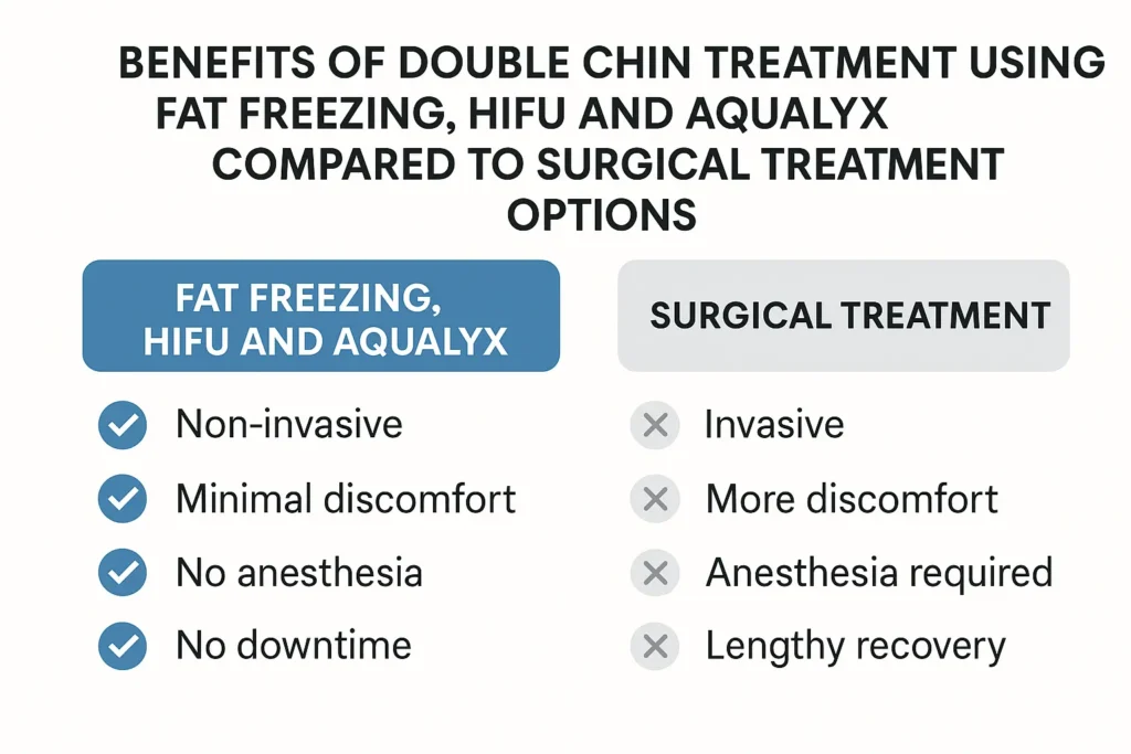 Graphic about the benefits of double chin treatment East Sussex - from LA LIPO