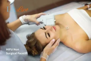 Woman having Hi-Fu to reduce wrinkles East Sussex.