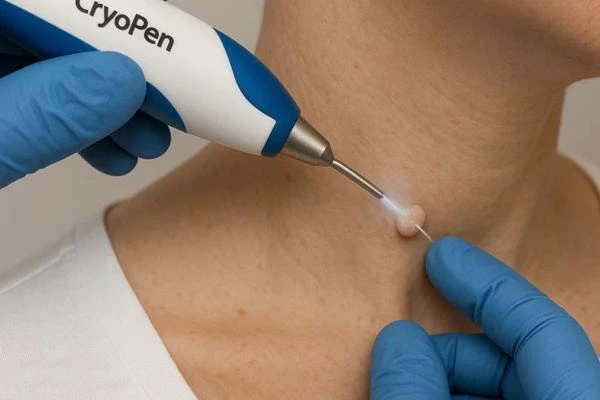 Person receiving cryotherapy East Sussex for skin tag removal