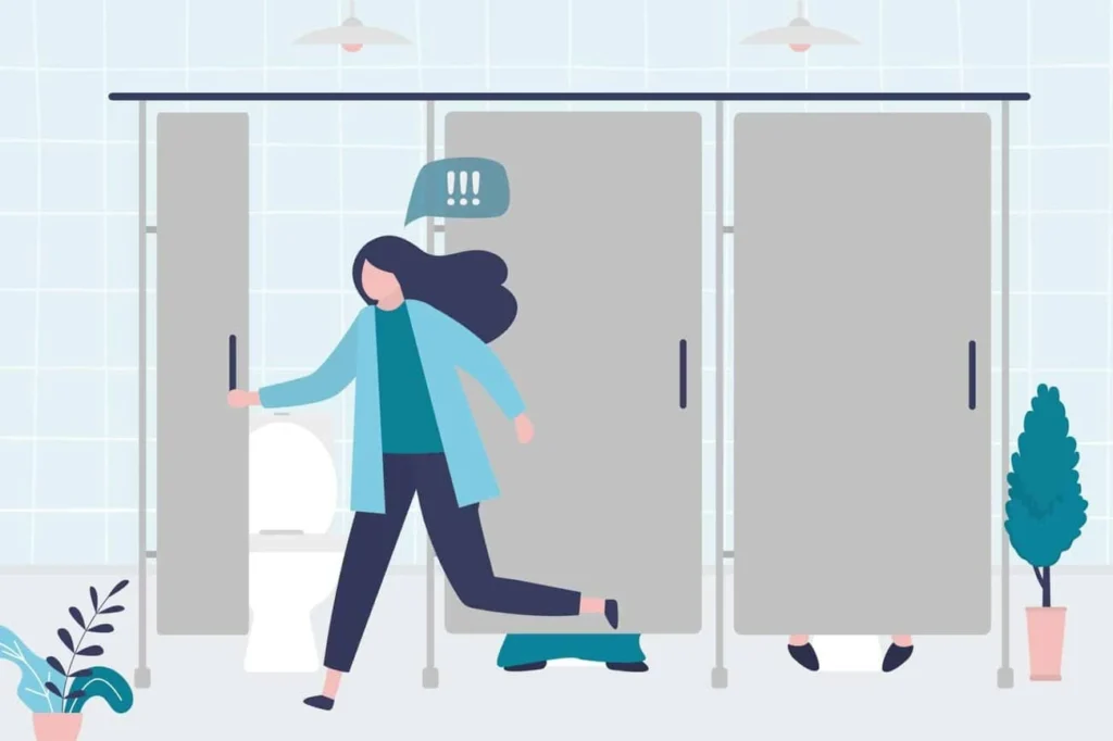 graphic of Urine incontinence East Sussex woman running to the toilet.